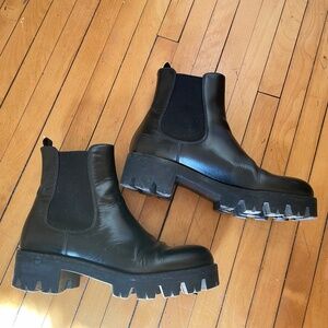 Prada Black Lug Sole Ankle Boots